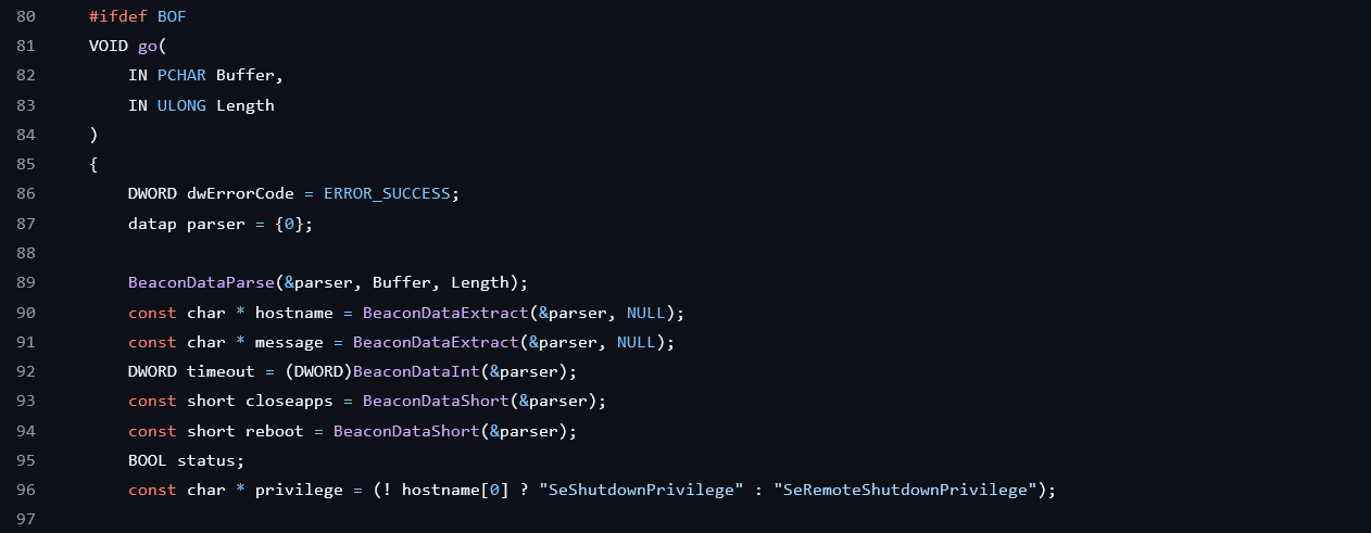Shutdown BOF entry point
